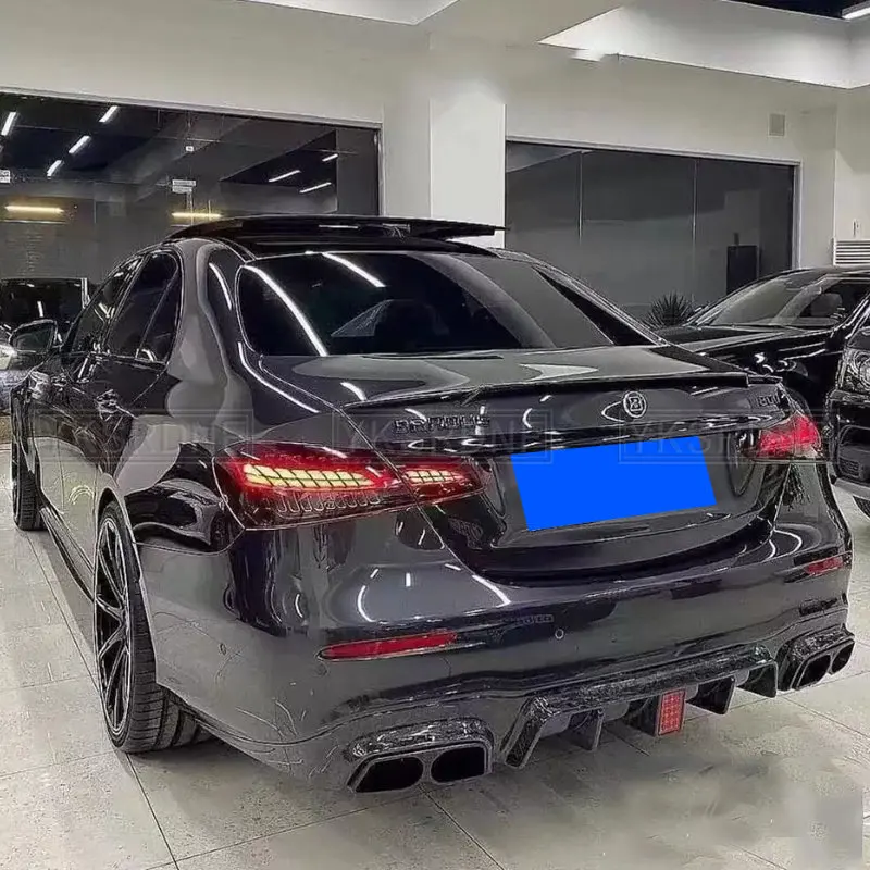Para Mercedes Benz Clase E W213 E200 E300 E400 E550 2017 a 2020 alerón de fibra de carbono para coche alerón de Color negro estilo BOS - imagen 5