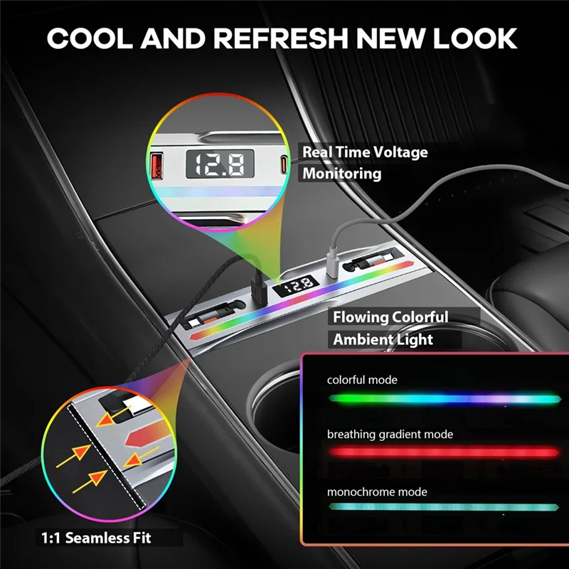 Cargador USB multipuerto para consola central Tesla Model Y Juniper - imagen 3