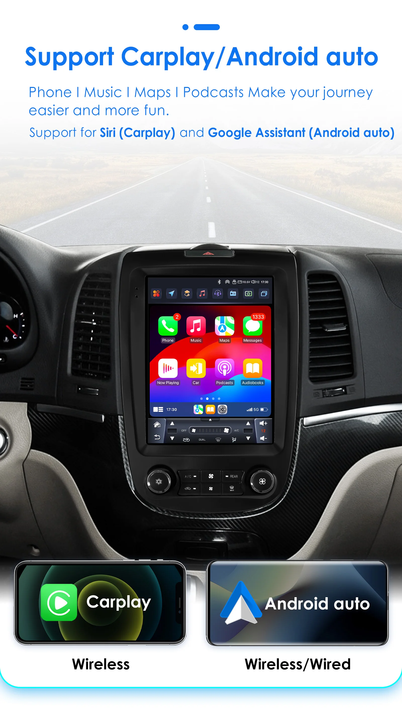 Hizpo-Radio con GPS para coche, reproductor multimedia con Carplay, 2DIN, 8 núcleos, estilo Tesla, Hyundai Santa Fe 2, años 2006 a 2012 - imagen 2