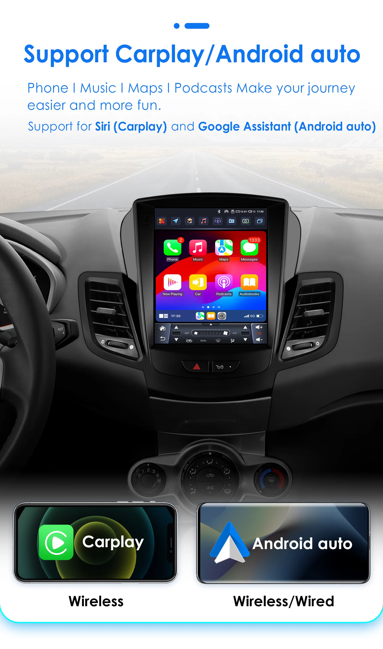 Hizpo Radio multimedia Android 13 con GPS y CarPlay – Fiesta 2009-2016 - imagen 3