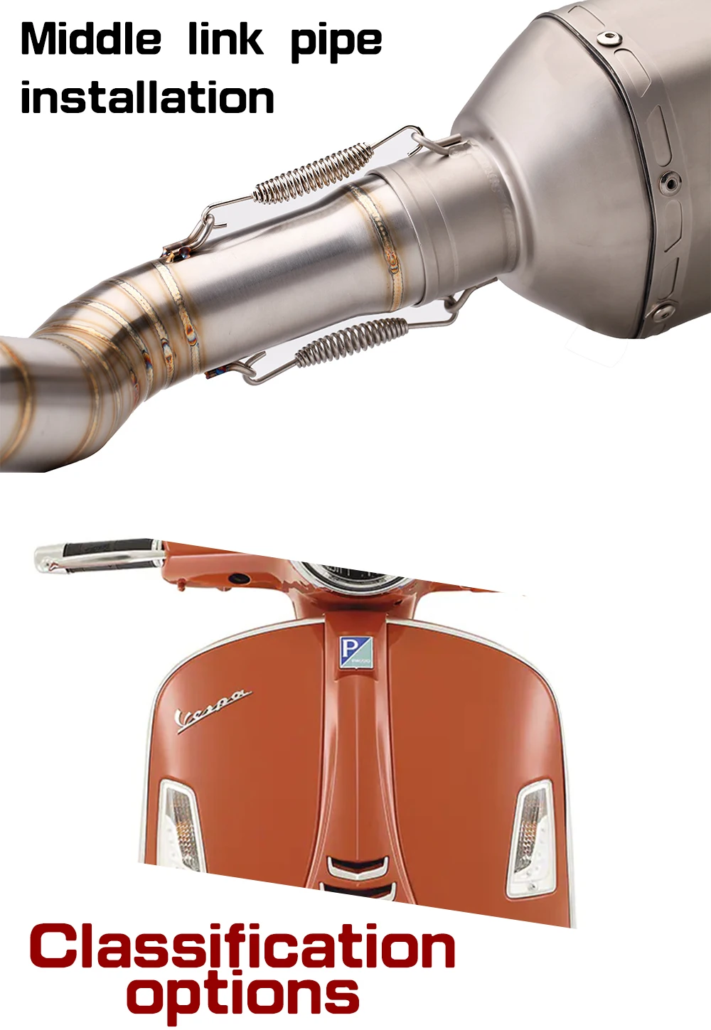 Escape completo Slip-On Vespa GTS 300 tubo frontal y enlace - imagen 3
