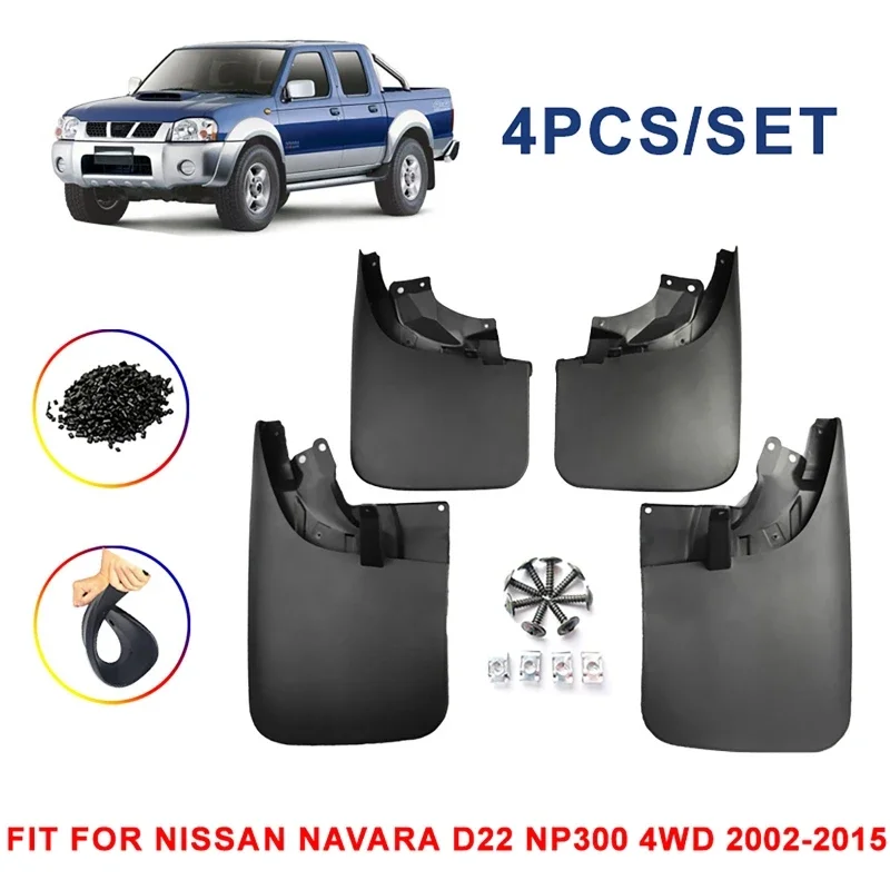 Guardabarros negros delanteros y traseros para Nissan Navara D22 NP300 - imagen 2