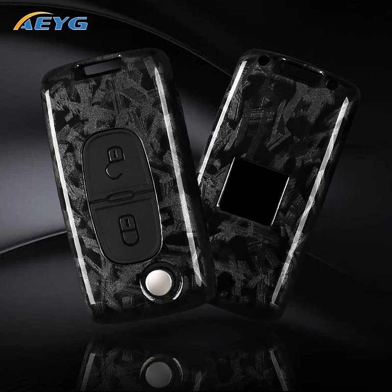 Funda llave coche fibra carbono ABS – Peugeot Citroën