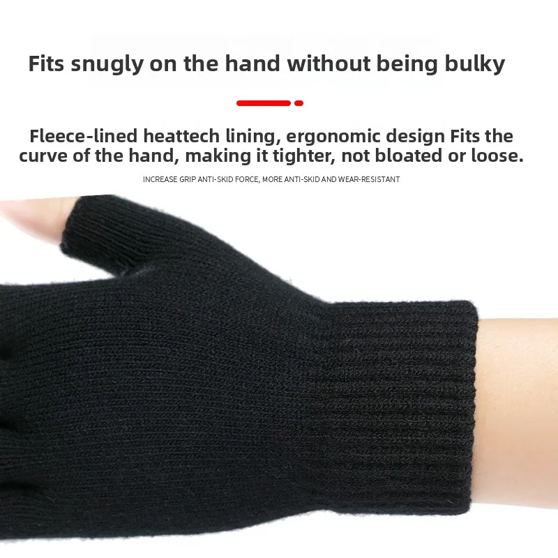 Guantes sin dedos de punto acrílico unisex para invierno - imagen 2