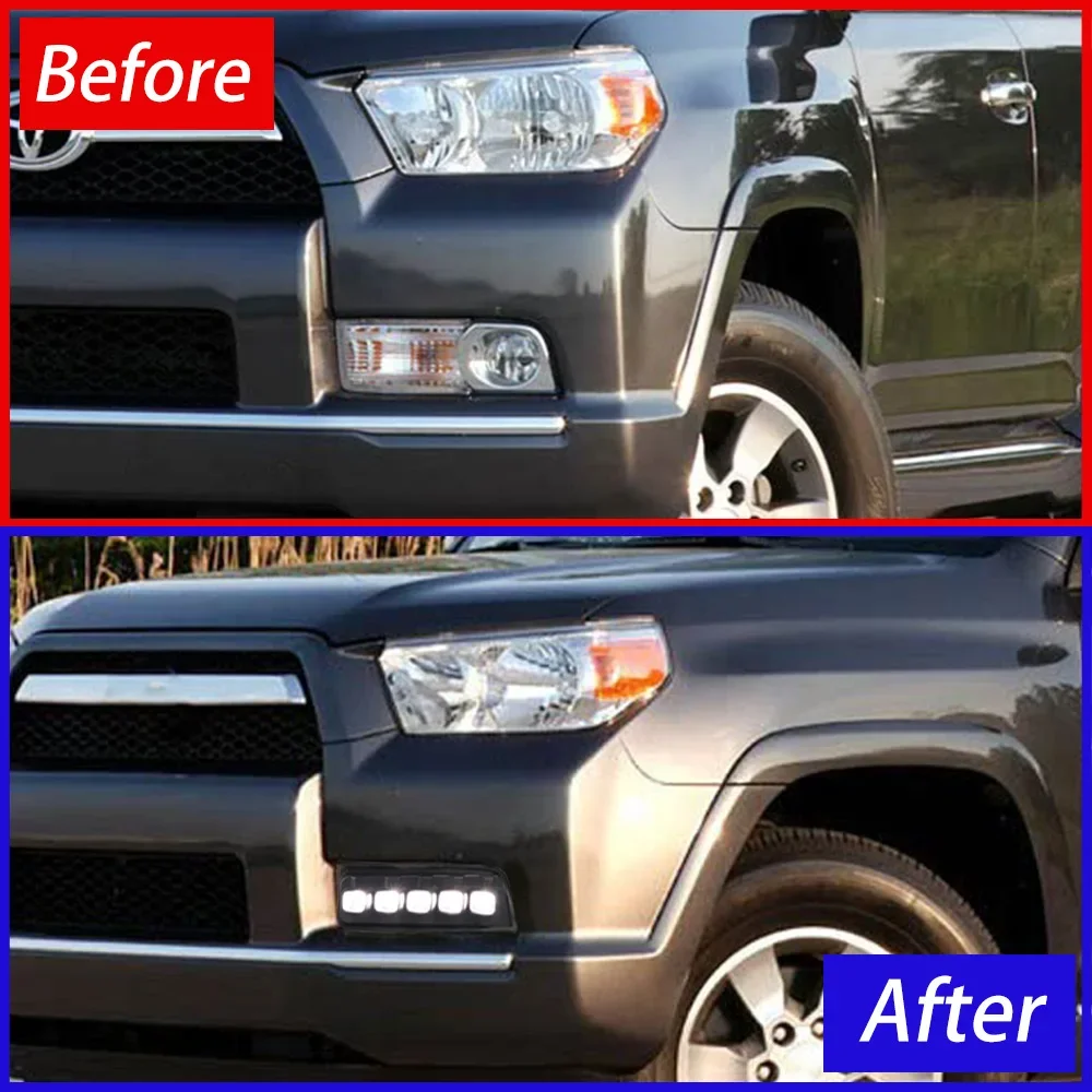 Para Toyota 4Runner 2010-2013 conjunto de lámpara antiniebla delantera actualización efecto de arranque dinámico luz de circulación diurna accesorios de herramientas de coche - imagen 3