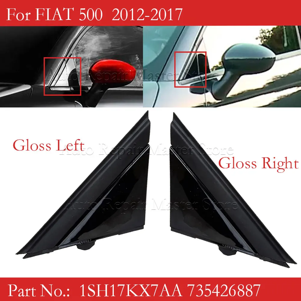 Cubierta espejo OEM 1SH17KX7AA Fiat 500 2012-2017 negro brillante