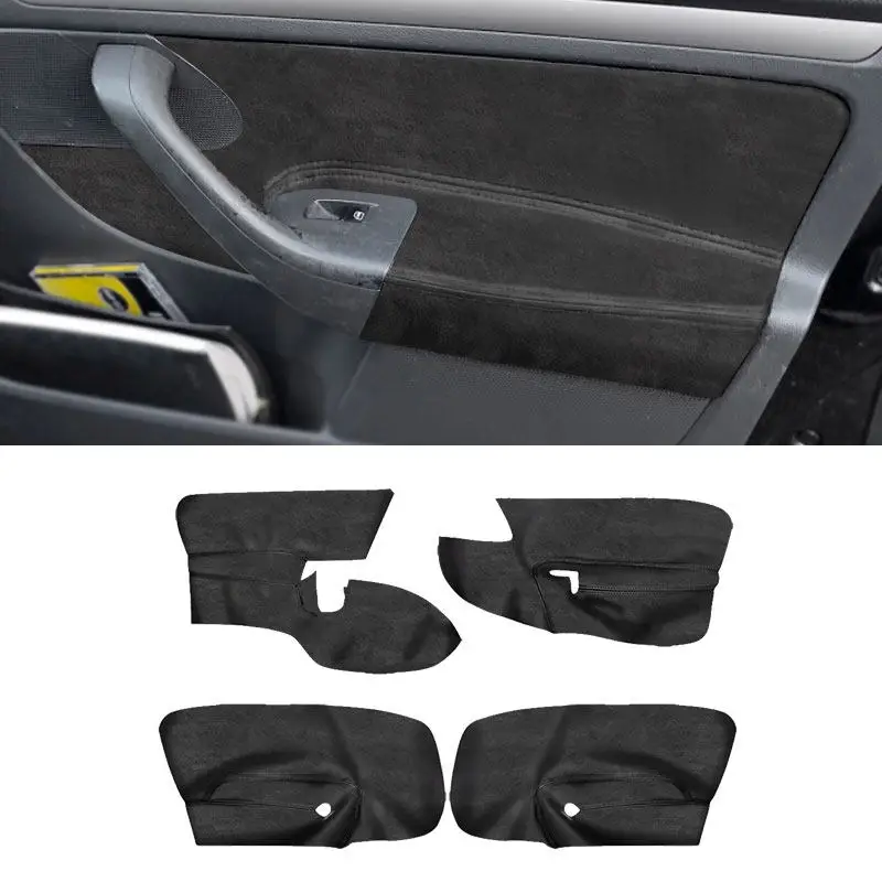Para VW Golf 5 MK5 Jetta Bora 2005 2006 2007 2008 2009 2010 Panel de puerta Interior de coche reposabrazos cubierta de cuero de ante negro solo 4 puertas