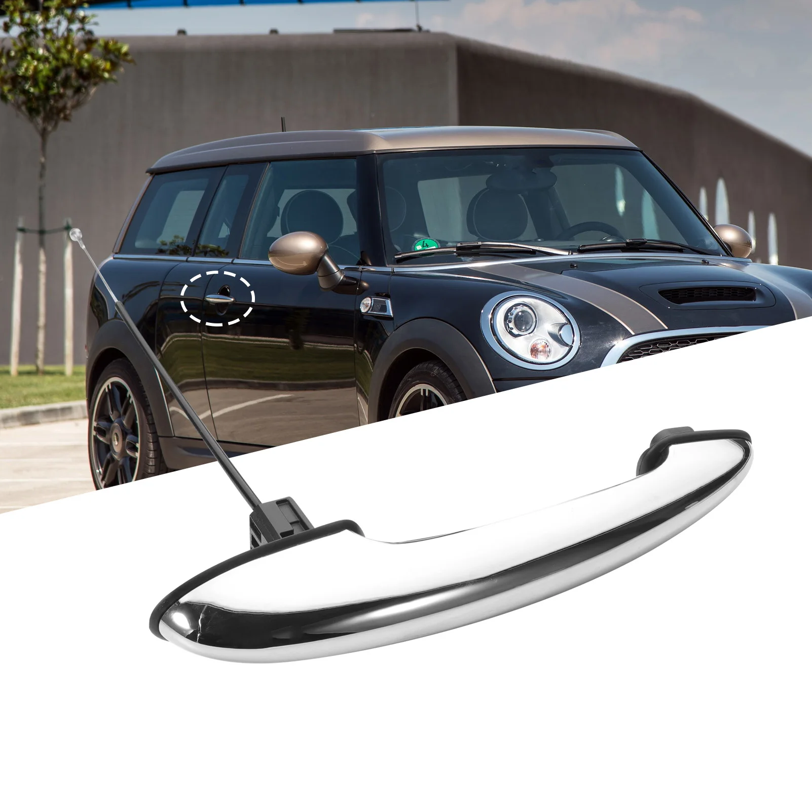 51217198472 Manija exterior MINI Cooper izquierda cromada con cable - imagen 4
