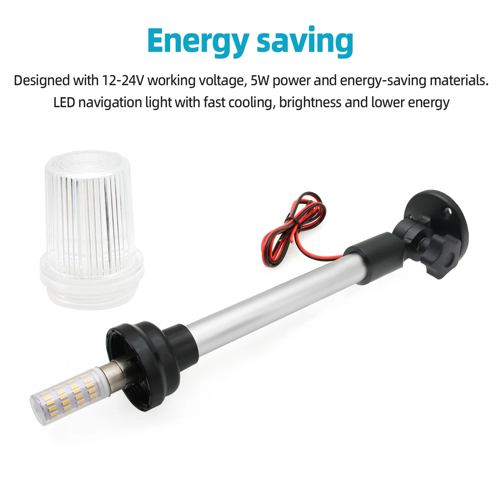 Luz navegación LED 360° plegable para barco yate 12-24V - imagen 5