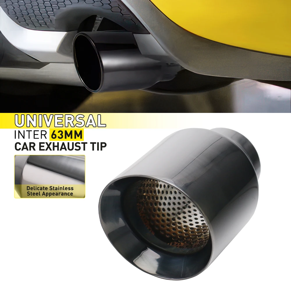 Punta de escape acero inoxidable negro brillante para coche