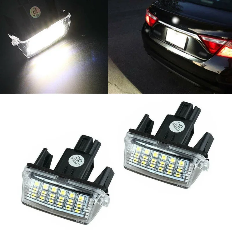 2 uds 18 LED número de coche luz de matrícula lámpara blanca para Toyota Yaris Vitz Camry híbrido Corolla Avensis SAI Noah Prius C Verso