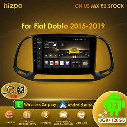 Radio 2 DIN Hizpo con Android Auto y CarPlay para Fiat Doblo 2015-2019