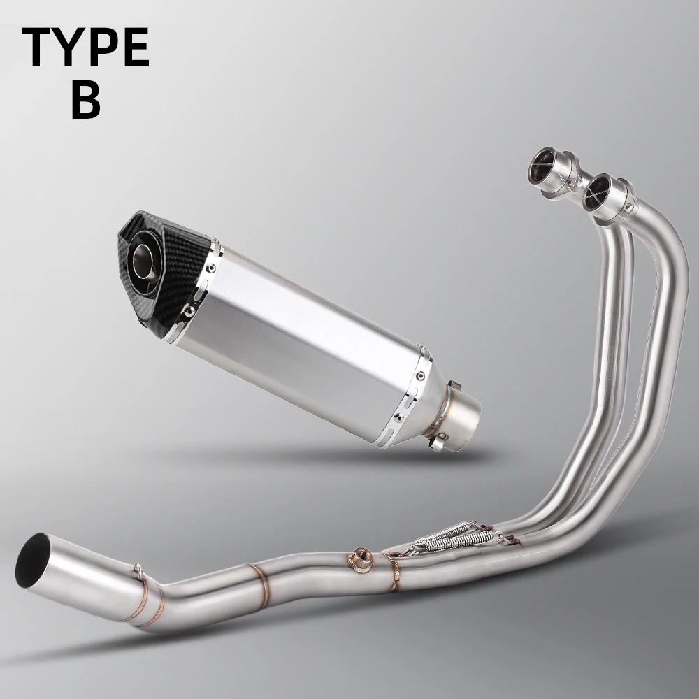 Para Yamaha YZF R3 R25 MT03 2015-2024 Escape de motocicleta Moto sistema completo tubo de enlace frontal con silenciador de cola redonda - imagen 5