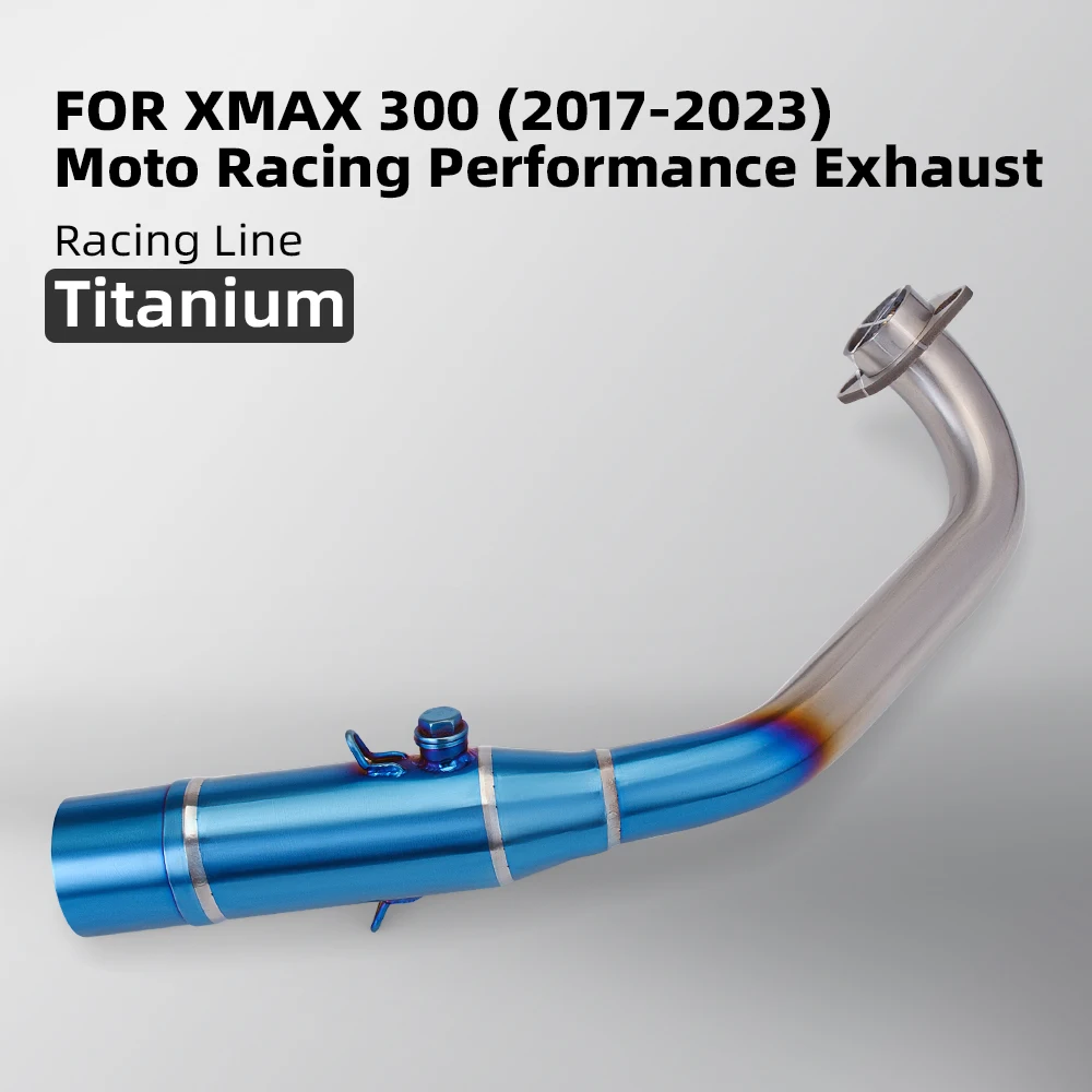 Tubo escape frontal titanio semiazul para Yamaha XMAX 300 2017-2023