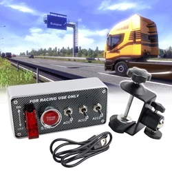 Panel Interruptores Simracing 12V USB Botones LED Estilo Carbono