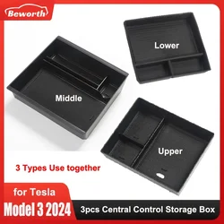 Reposabrazos central Tesla Model 3 Highland – caja almacenamiento flocado