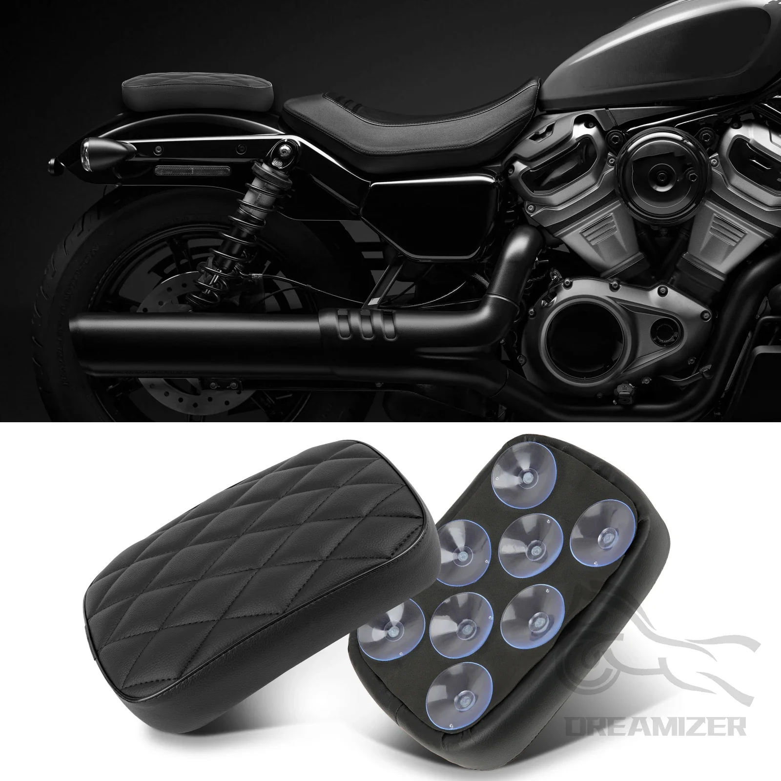 Almohadilla asiento pasajero Harley Dyna 883 con ventosas