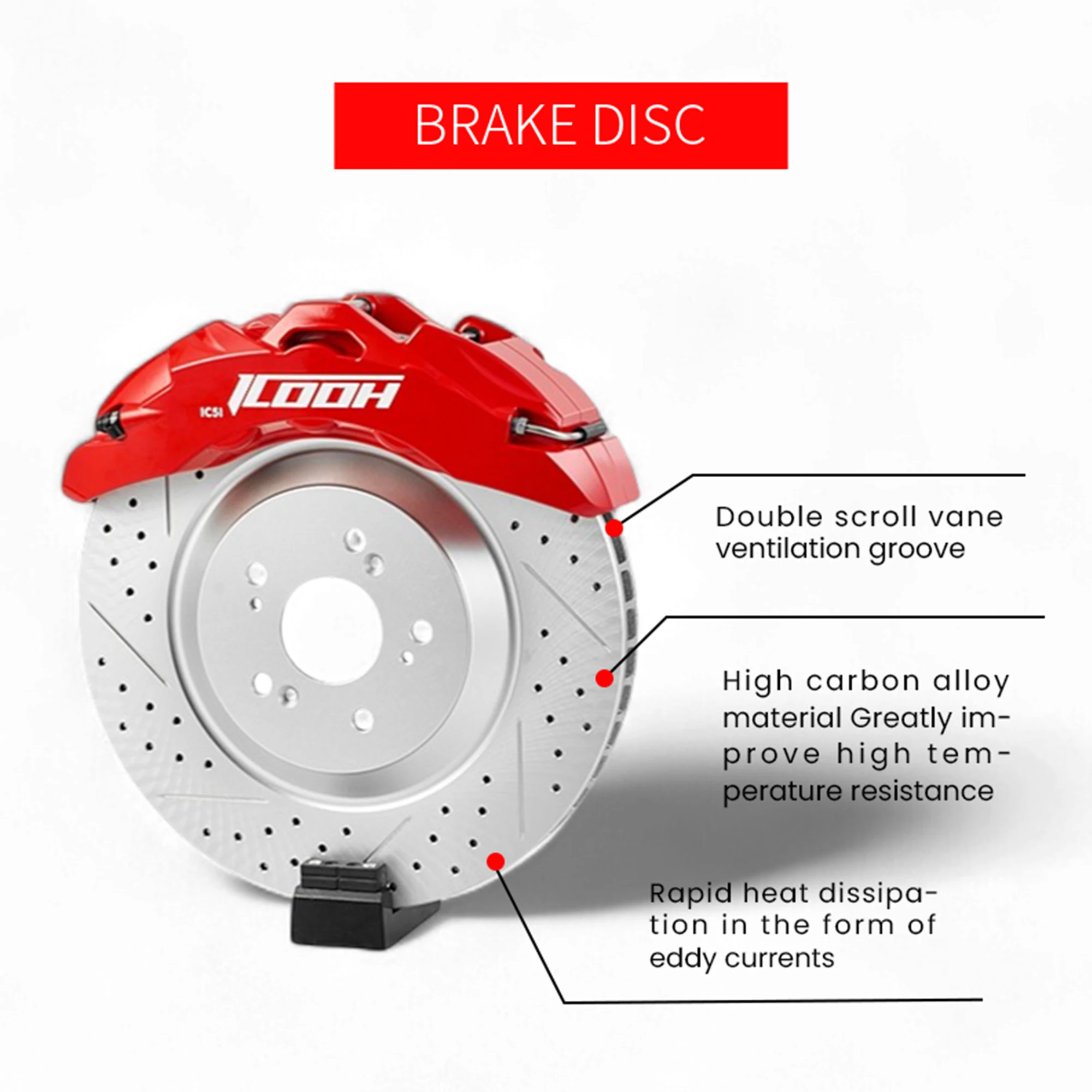 Kit freno sobredimensionado ICOOH, pinza 6 pistones Audi A6 - imagen 4