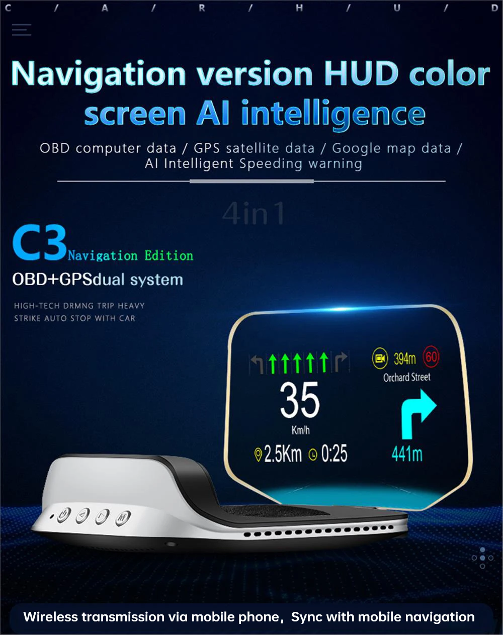 Vista del display HUD en el parabrisas