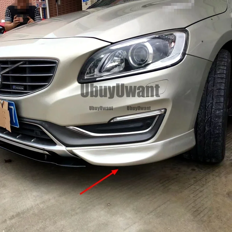 Para Volvo V60 S60 alta calidad ABS negro y ABS fibra de carbono parachoques labio delantero divisor difusor alerón 2014-2018 - imagen 4