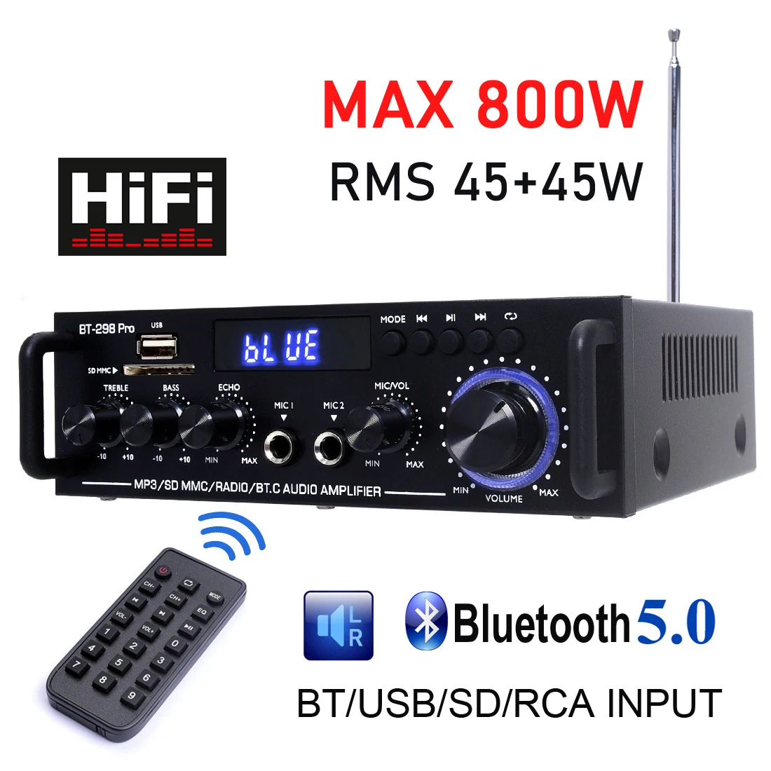 Amplificador Bluetooth Auto-partner 12V 50W RMS estéreo para coche