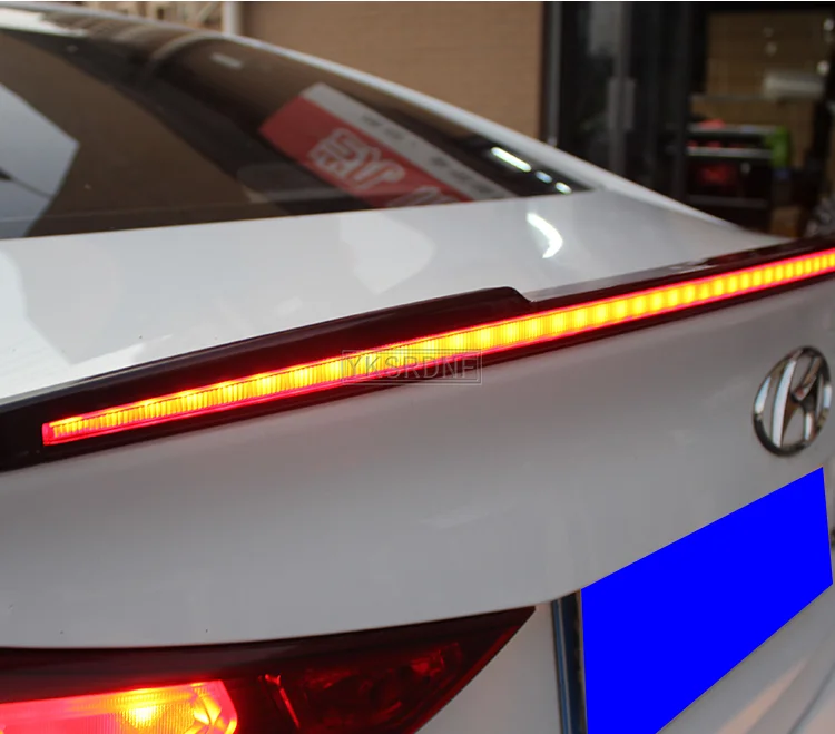 Para Hyundai Elantra 2017 2018 2019 ABS plástico pintado negro blanco Color alerón trasero maletero ala con luz Led - imagen 4