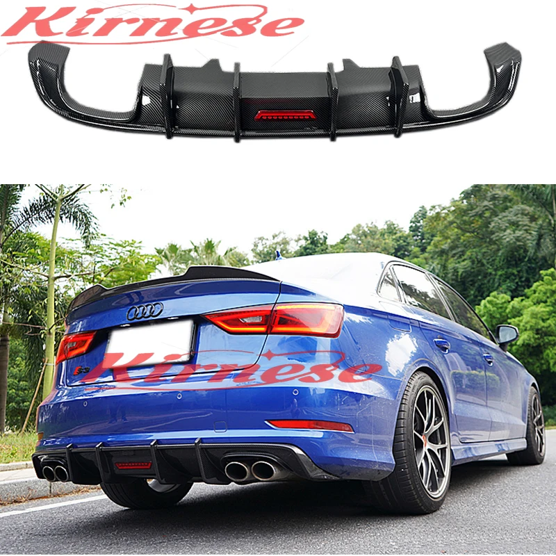 Difusor labio parachoques trasero fibra carbono Audi S3 S line 2013-2016