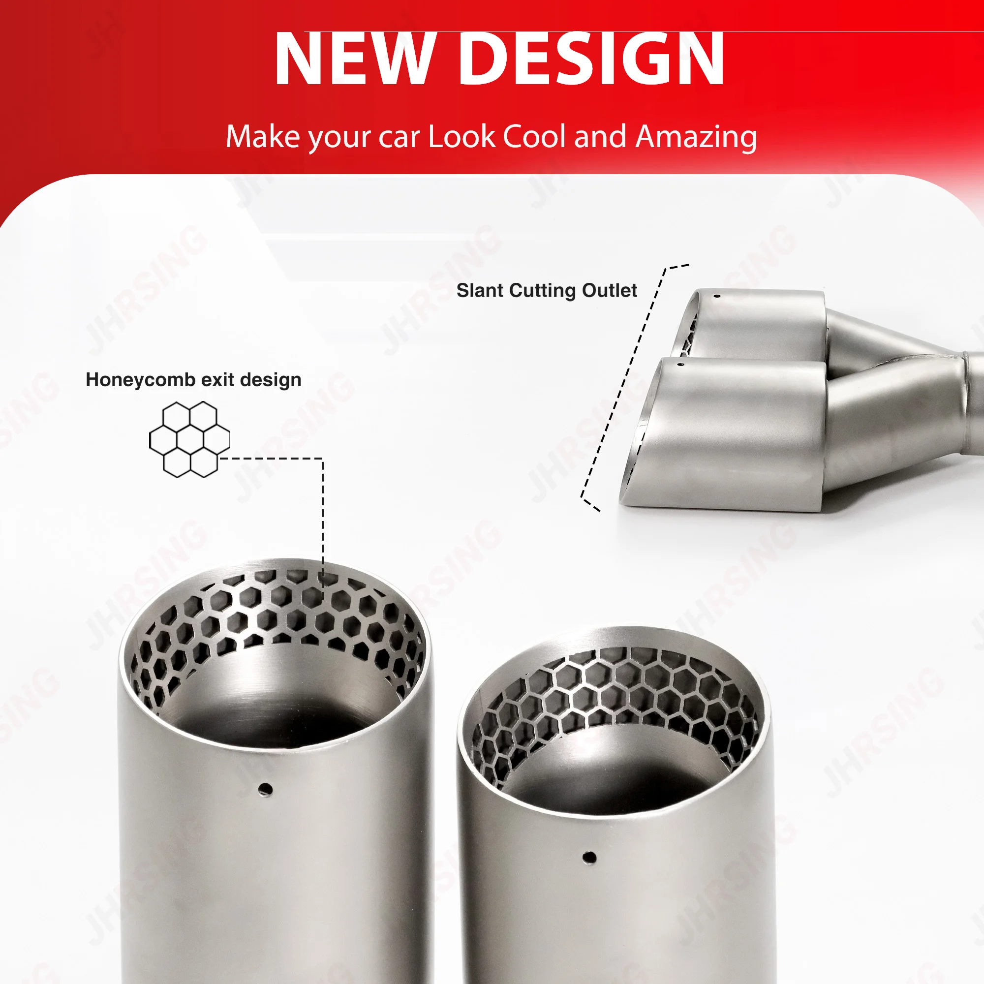 Punta de escape inox doble salida con diseño de panal universal - imagen 4