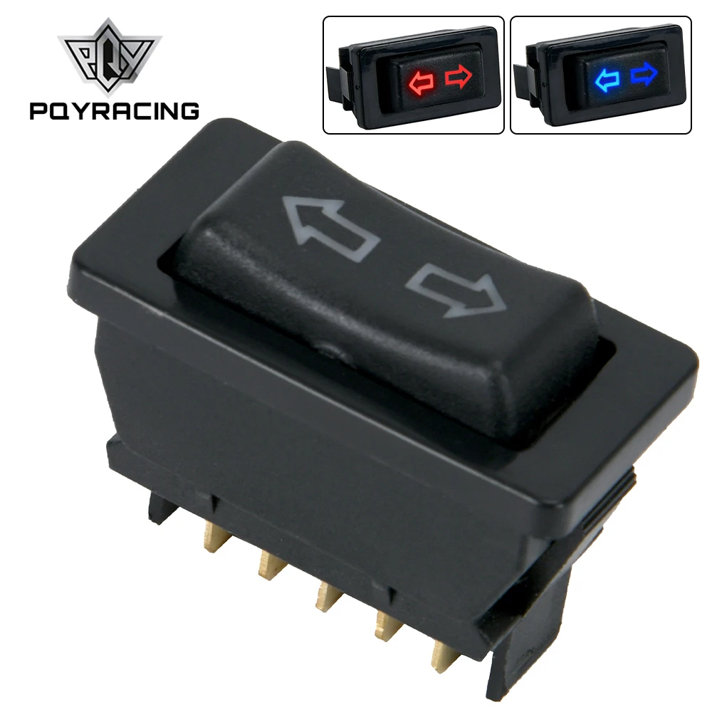 Interruptor elevalunas universal 5 pines 12V 20A luz azul/rojo y arnés