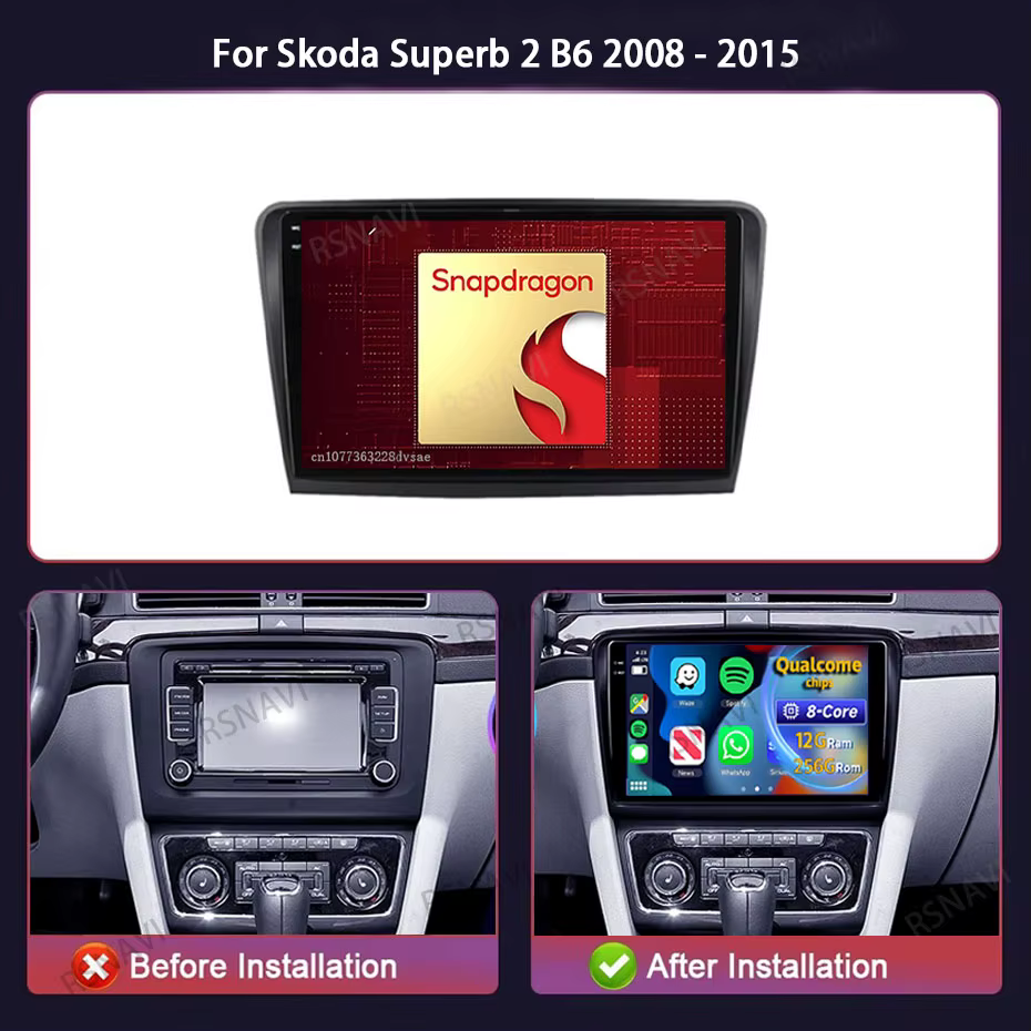 Radio multimedia Android 15 para Skoda Superb 2 B6