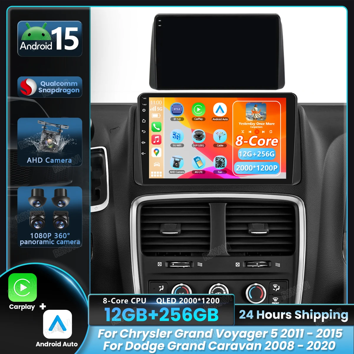 Autorradio Android 15 con CarPlay – Dodge Caravan 2008-2020, Voyager 5
