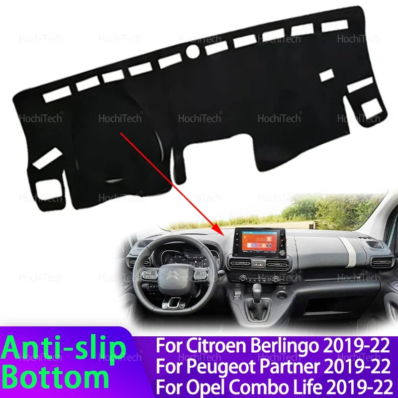 Para Citroen Berlingo para Peugeot Partner para Opel Combo Life 2019-2022 cubierta antideslizante para salpicadero almohadilla protectora accesorios de coche