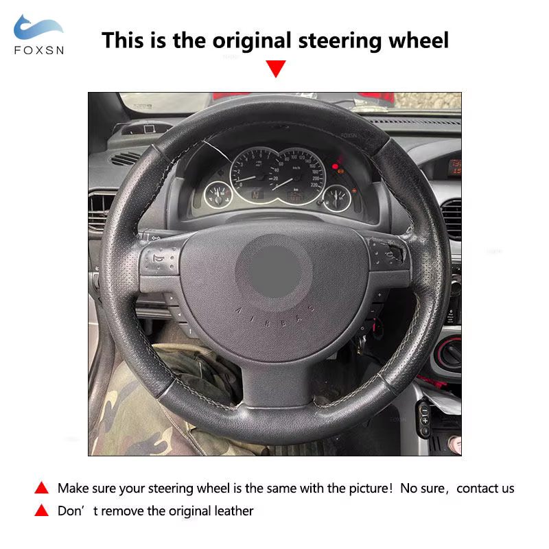 Funda de cuero perforado negro para volante de Opel Corsa y modelos compatibles