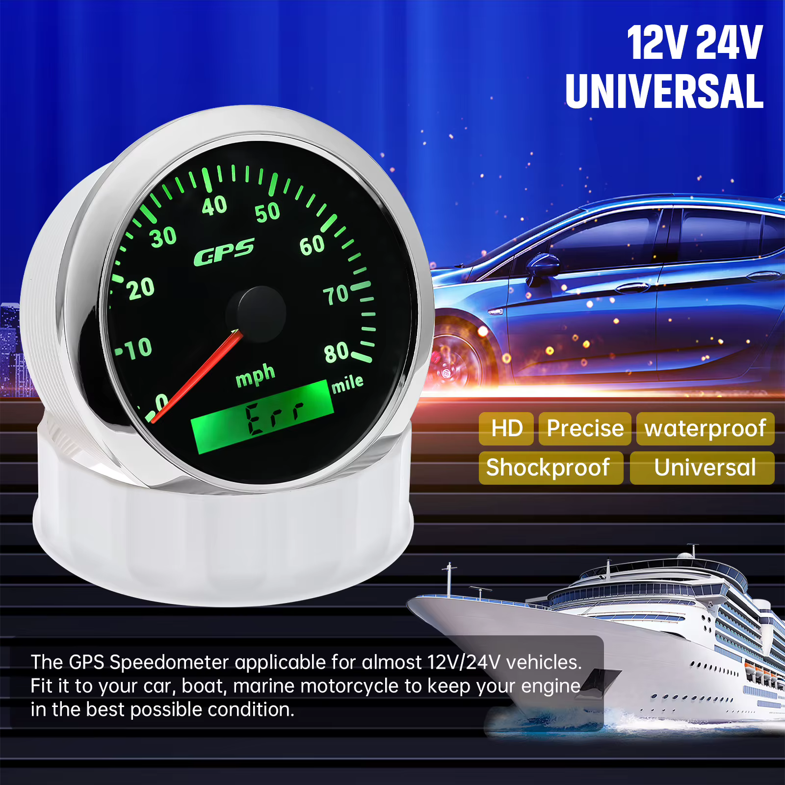 Velocímetro GPS 85 mm con odómetro para coche y barco - imagen 2