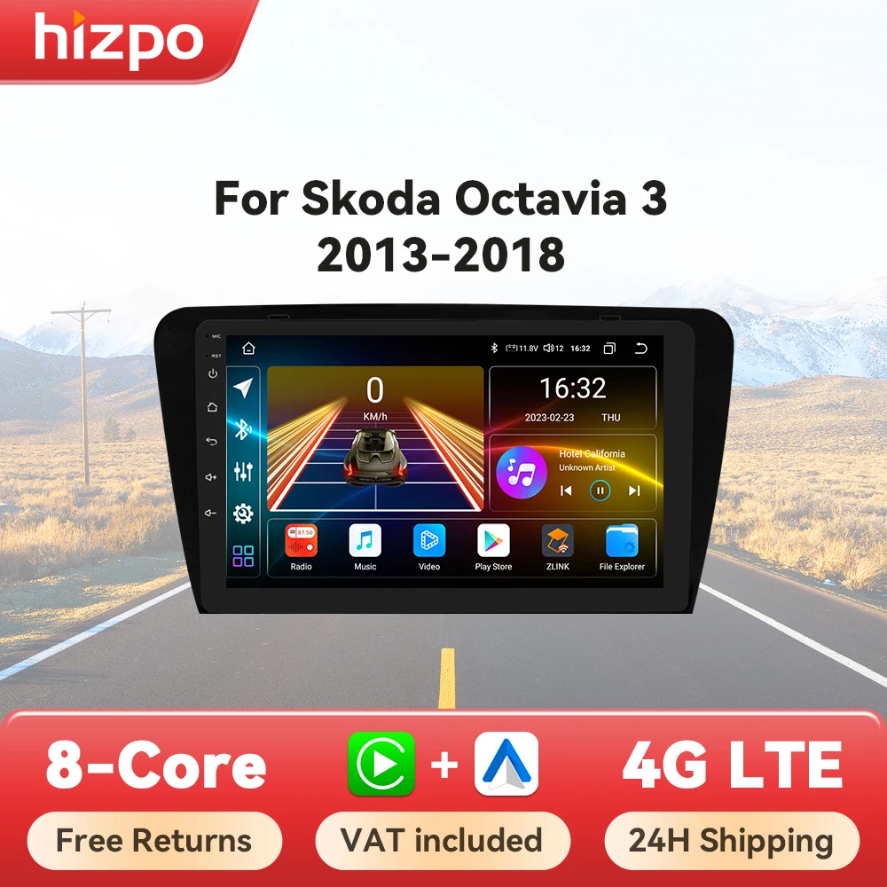 Hizpo 2 din Android Auto Radio para SKODA Octavia 3 A7 2013 - 2018 Carplay 4G coche Multimedia GPS Autoradio QLED pantalla 360 cámara