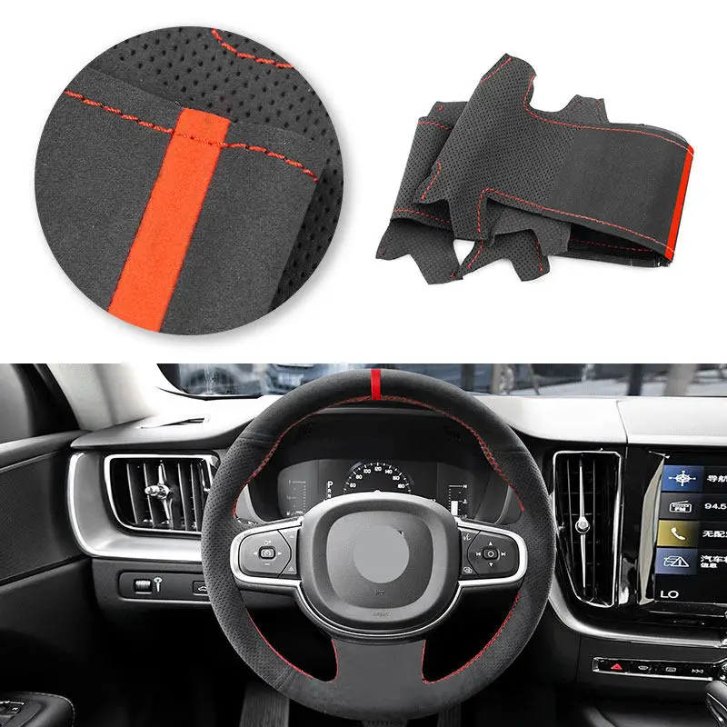 Cubierta de volante cuero ante negra y roja Volvo S60/V60 2017-2020