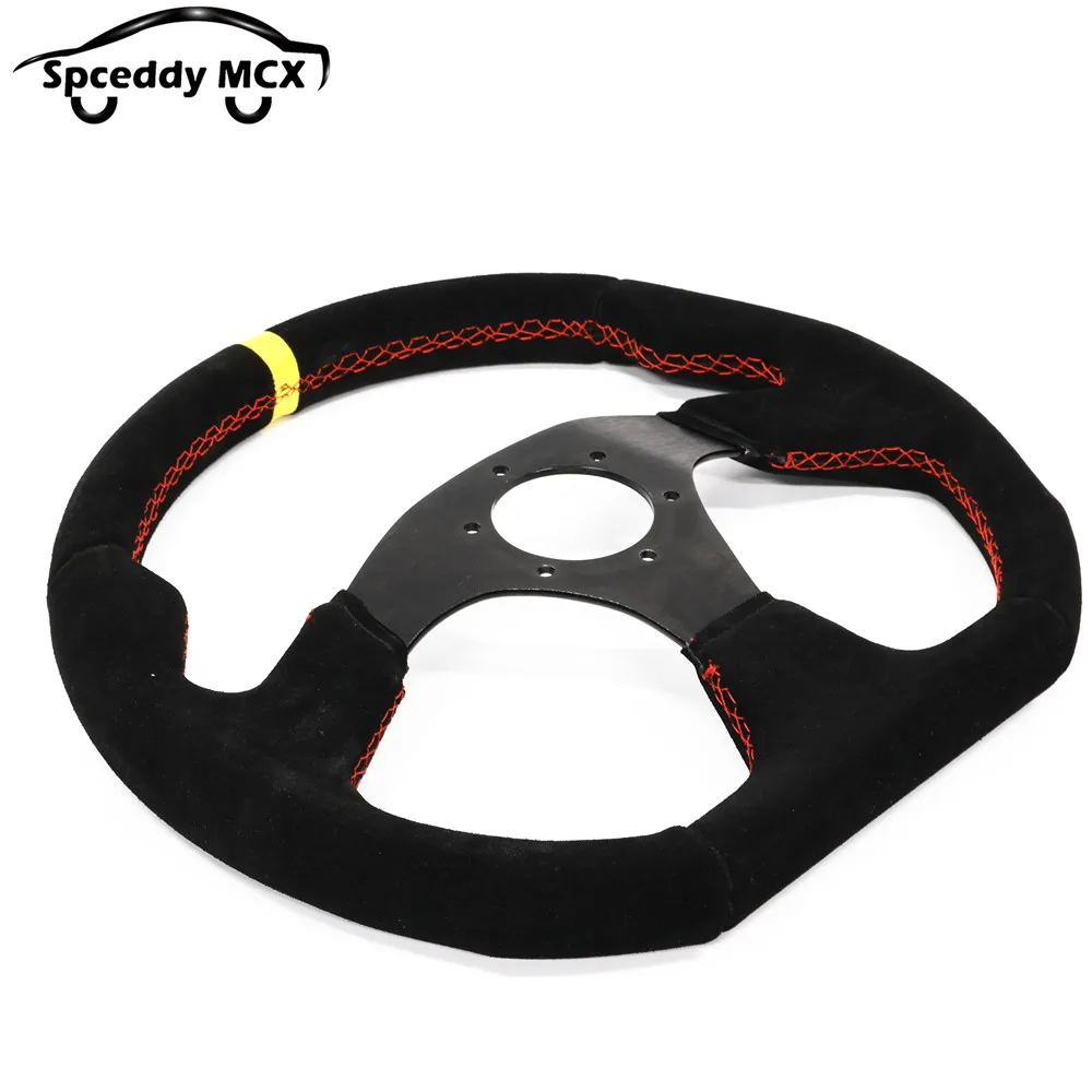 Spceddy-Volante de coche MCX de gamuza, 14 pulgadas, 350mm, forma de D, Dridt de carreras, volante deportivo modificado, anillo amarillo - imagen 5