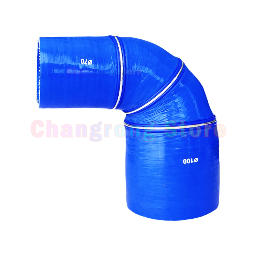 Manguera intercooler silicona reductora 90° azul y roja codo - imagen 4