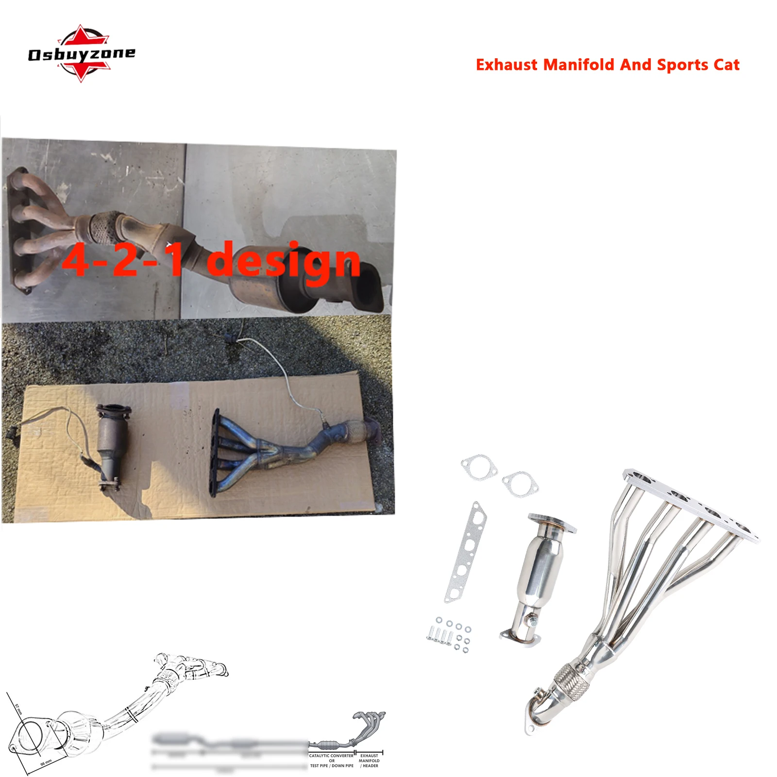 Colector de escape tubular 4-1 carrera Mini Cooper R50 R52 R53 1.6L