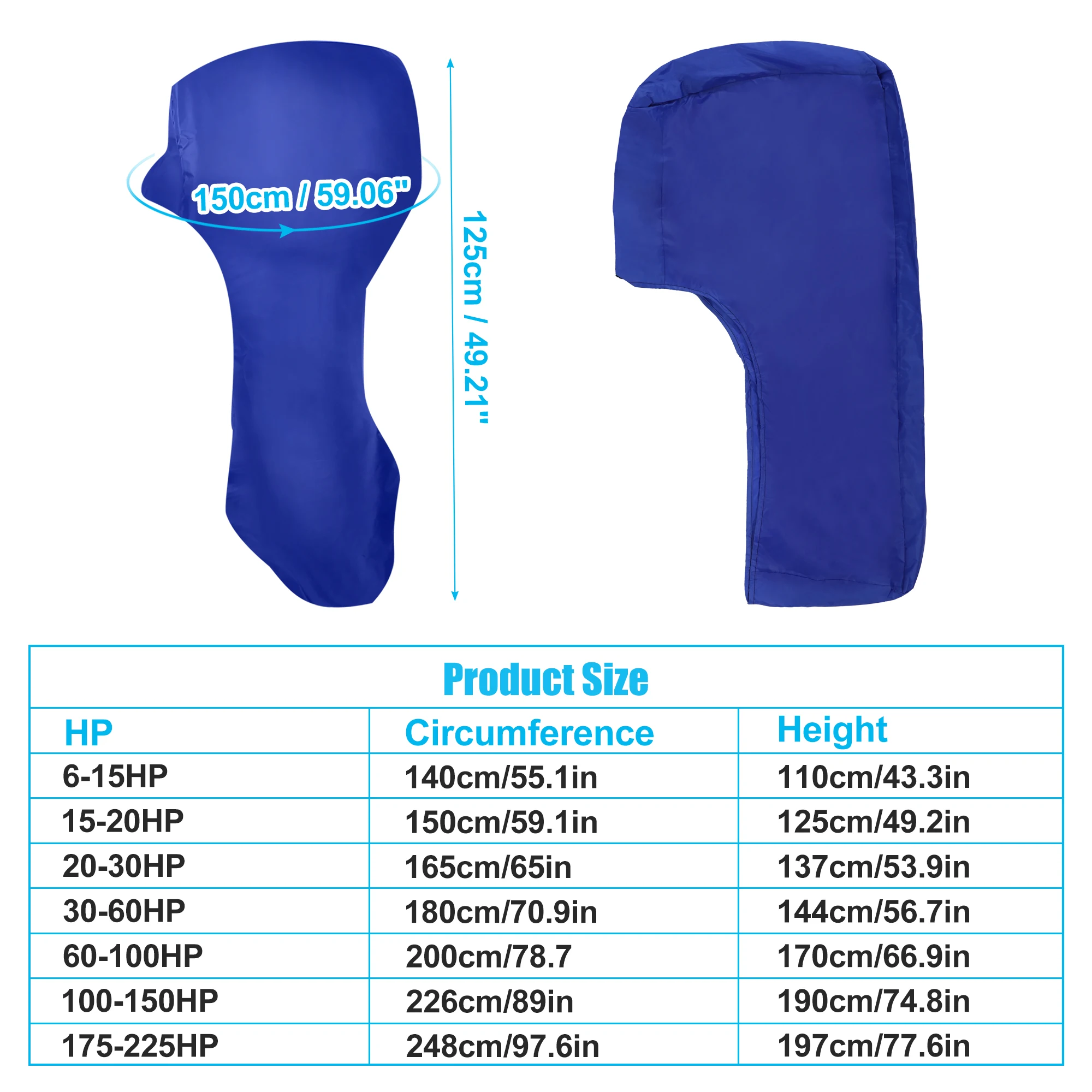 X Autohaux-cubierta de Motor de barco de tela Oxford 420D, cubierta de Motor fueraborda completa, cubiertas de Motor de alta resistencia, Protector compatible con 175-225HP - imagen 2