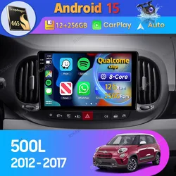 Radio 2 DIN Android 15 para Fiat 500L con CarPlay y GPS