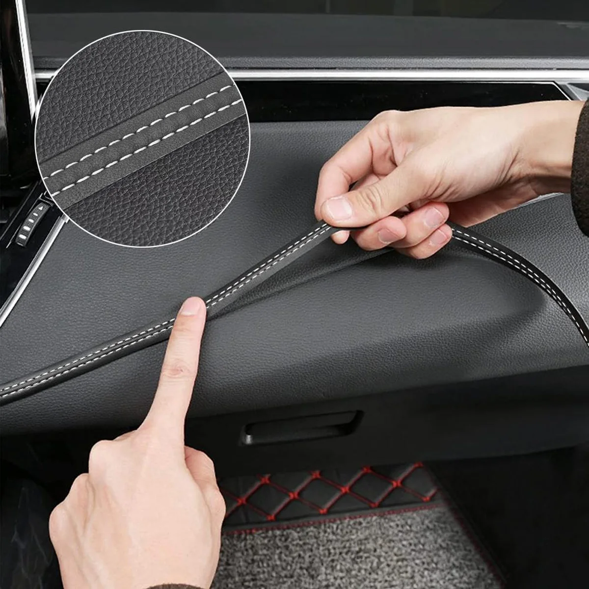 Salpicadero: tiras decorativas de cuero PU para interior del coche - imagen 4
