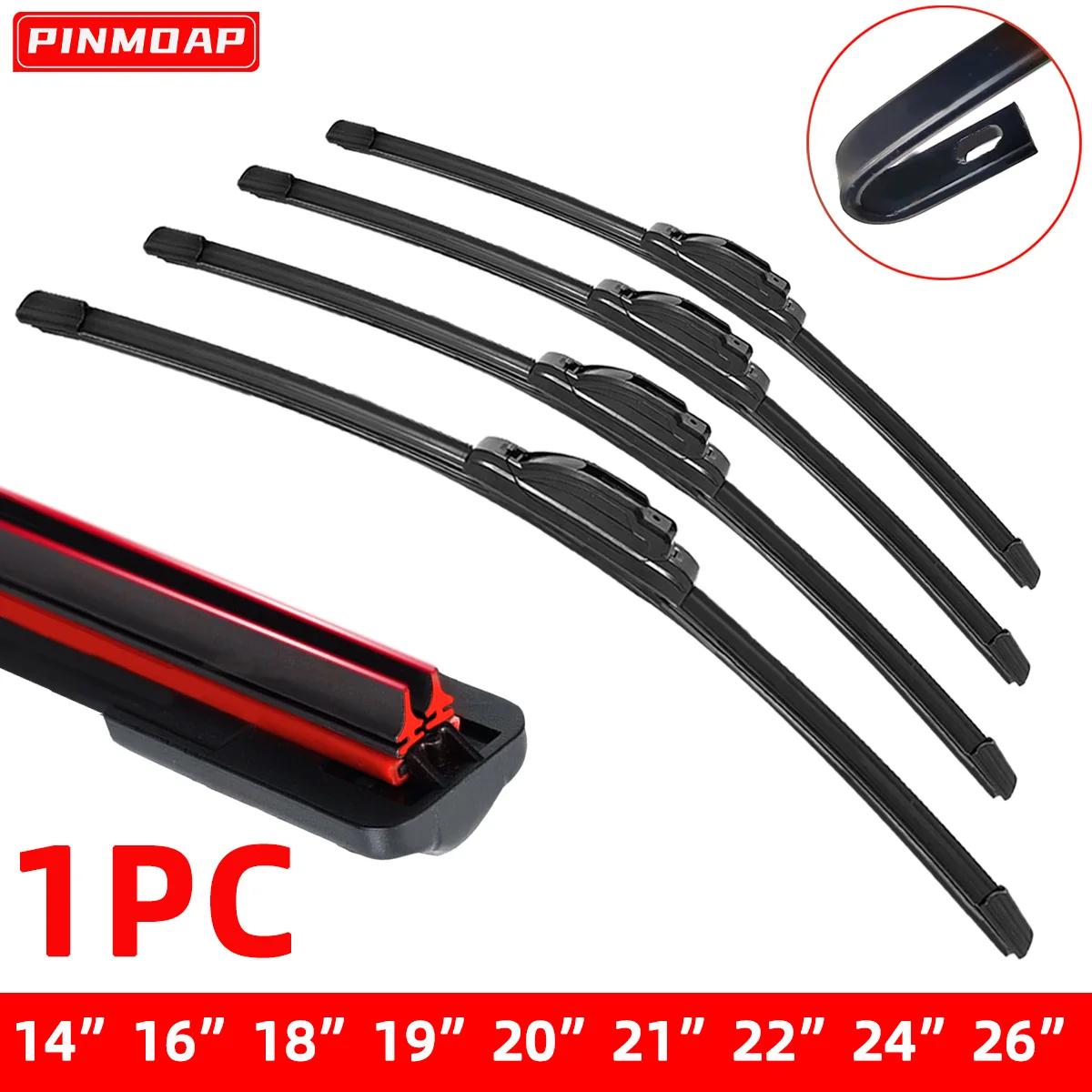 Limpiaparabrisas delantero universal J‑hook de goma para coche