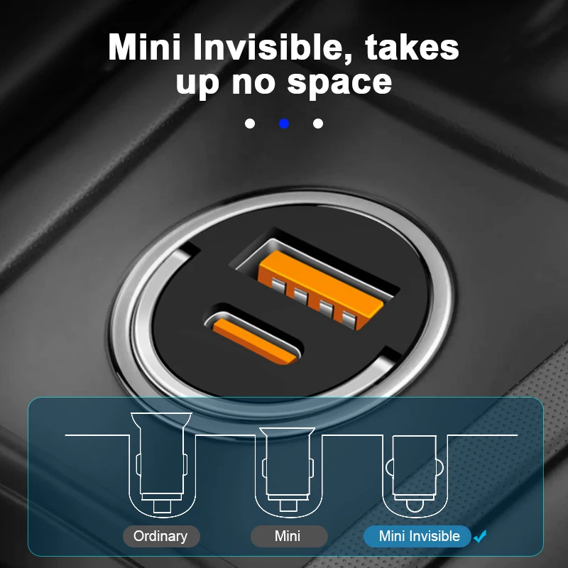 Cargador coche USB dual 100W con carga rápida QC3.0 y PD30W - imagen 4