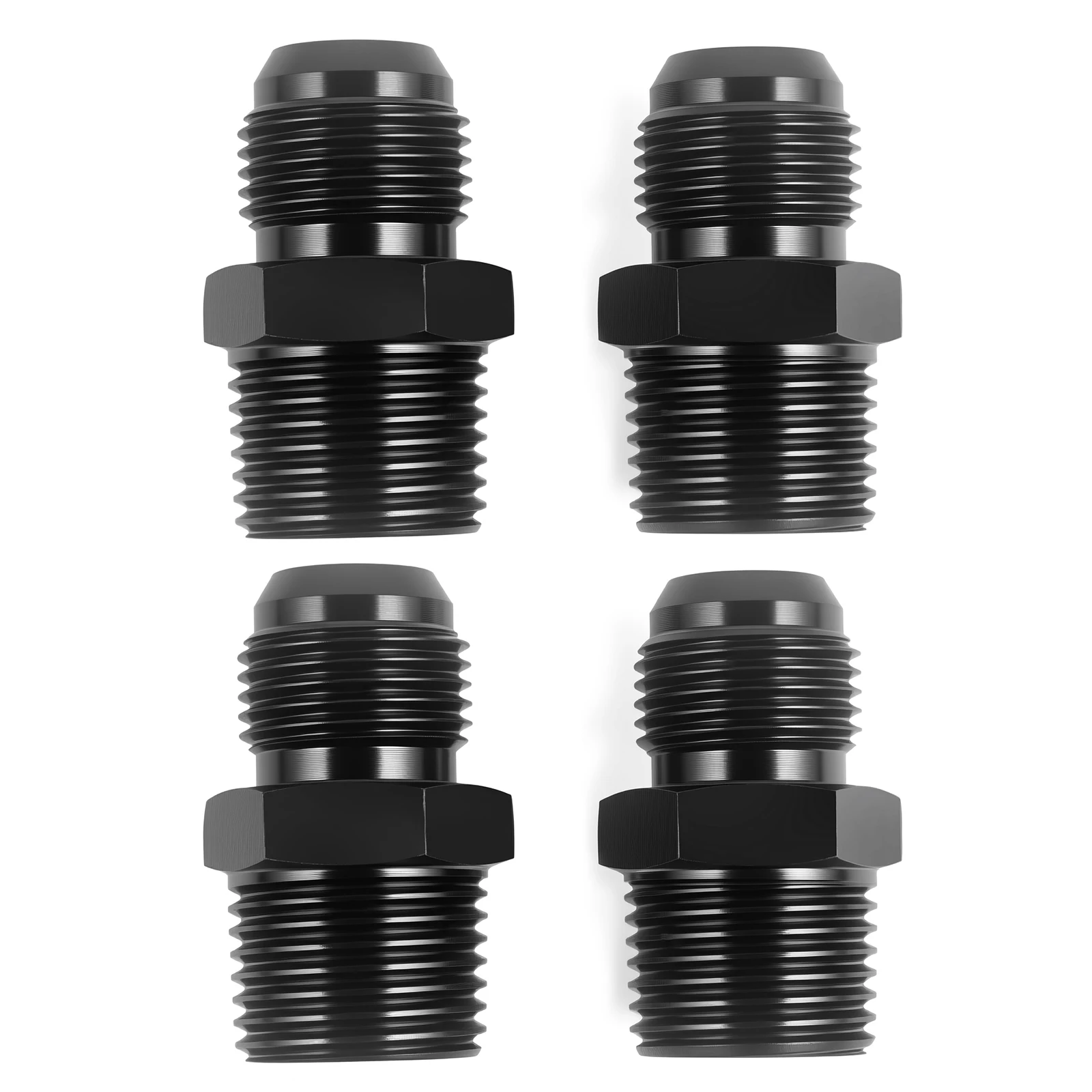 4 Uds 4/6/8AN macho acampanado a 3/8 / 1/2 / 1/8 NPT adaptador de montaje de tubería conector recto Unon aluminio negro - imagen 2
