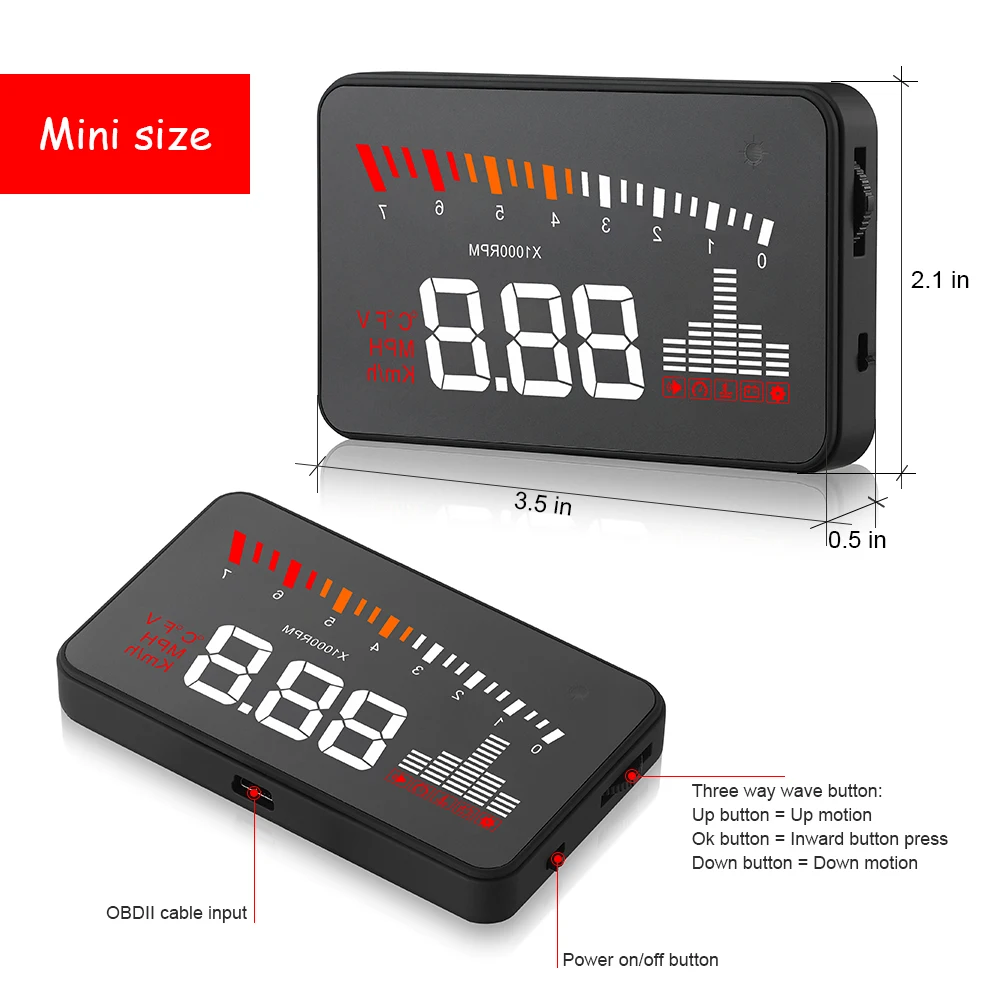 HUD OBD X5 para parabrisas con avisos de temperatura y voltaje - imagen 3