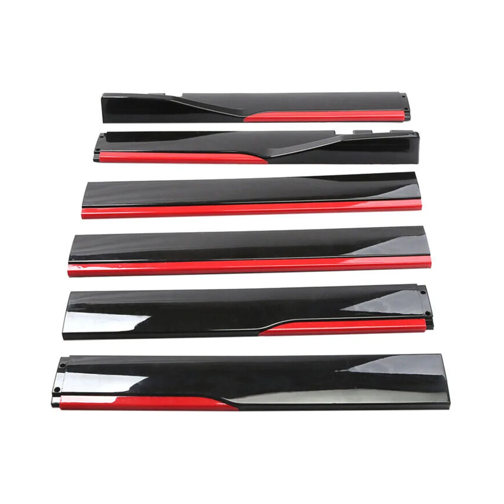 Faldones laterales carbono y negro con rojo estilo parachoques - imagen 3