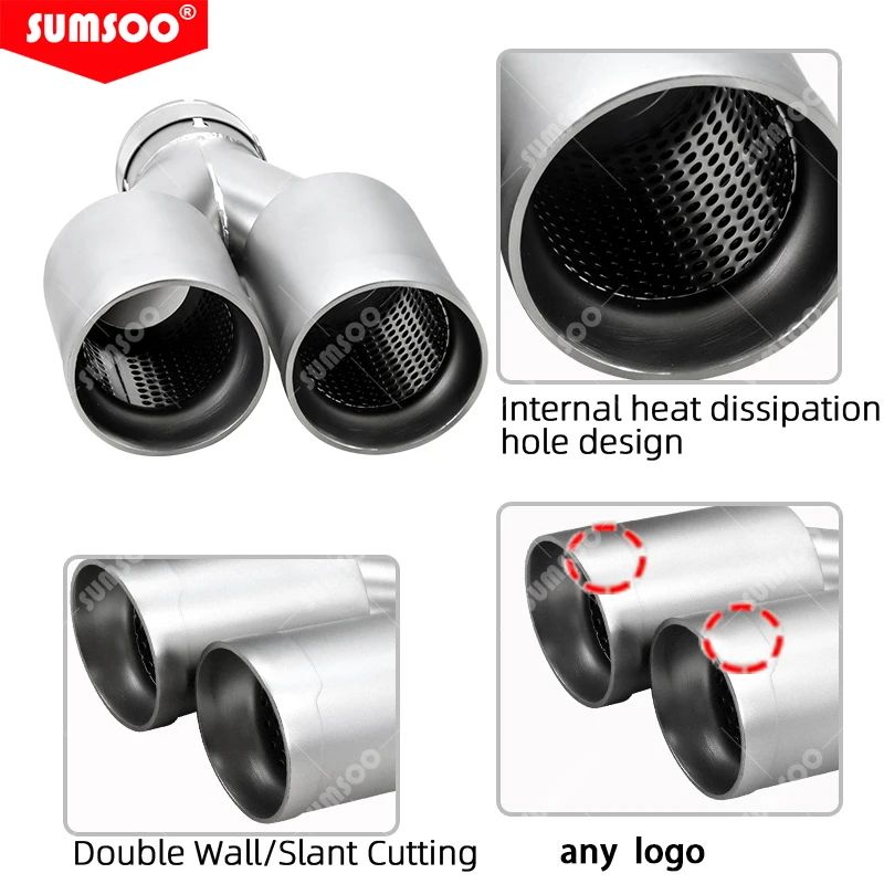 Embellecedor de escape doble salida inoxidable universal en V - imagen 4