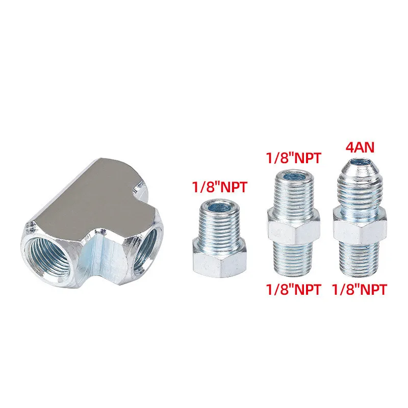 Adaptador en T 1/8 NPT a 4AN para sensor de presión de aceite - imagen 4