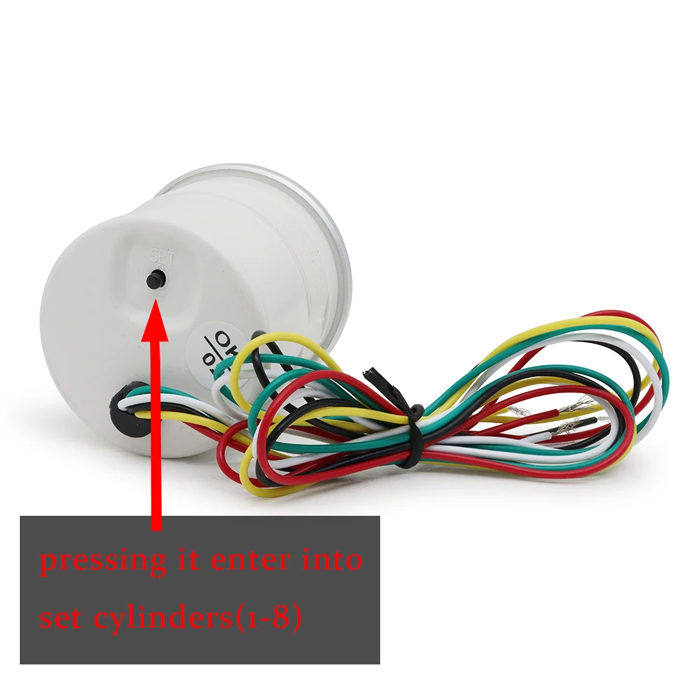 Tacómetro universal coche 52 mm, 8000 RPM, 1-8 cilindros - imagen 4